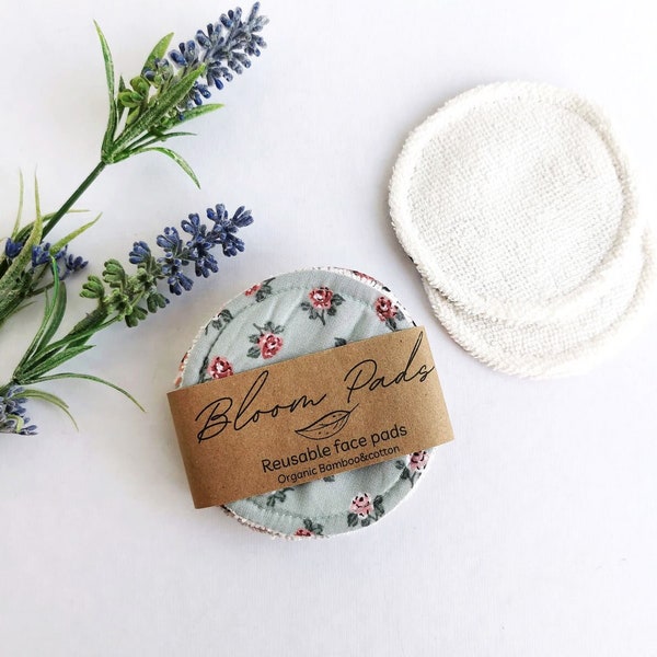 Reusable Organic Bamboo Cotton Pads, Cotton Makeup Remover Pads, Eco Friendly Facial Rounds, Zero Waste Cleansing Wipes