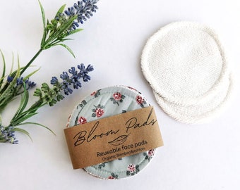 Reusable Organic Bamboo Cotton Pads, Cotton Makeup Remover Pads, Eco Friendly Facial Rounds, Zero Waste Cleansing Wipes