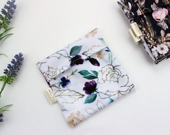 Floral Wet Bag for Reusable Cloth Pads, Mini Wrapper, Leakproof Organizer