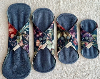 Organic Bamboo Cloth Pad Starter Pack: Reusable Floral Panty Liners