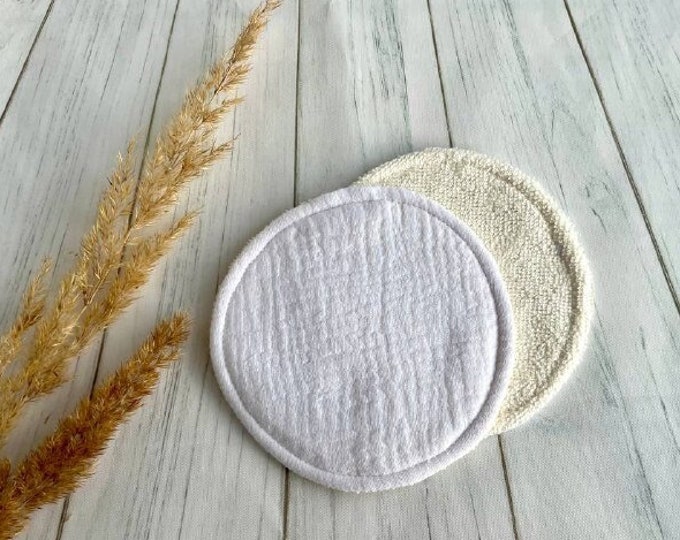 Soft organic nursing pads, reusable breast pads - absorbent bamboo and muslin, breastfeeding pads, ZERO waste new mom gift