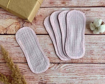 Organic Muslin Panty Liners: Reusable Cloth Pads, Wingless, 6" Everyday Use
