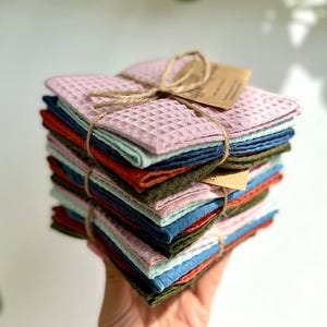 Natural Cotton Dish Cloths Set | Reusable Waffle Unpaper Towels | Eco Friendly Kitchen Cloth | Sustainable Gift | Kitchen starter set