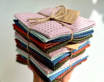 Paños de cocina de algodón natural con textura de gofre: toallas reutilizables sin papel, juego de cocina ecológico