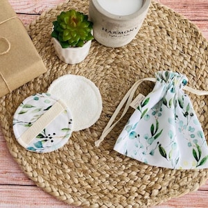Reusable Face Pads with storage Bag, Zero Waste Makeup, Eco friendly, Gift For Her, Makeup Remover Pads, Reusable Makeup Pads, Cloth Wipes