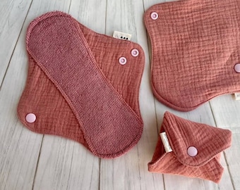 Biologische menstruatiepads Extra zacht, herbruikbare menstruatiedoekpads, natuurlijke BAMBOE stoffen pads - 6 maten beschikbaar, Zero waste vrouwencadeau