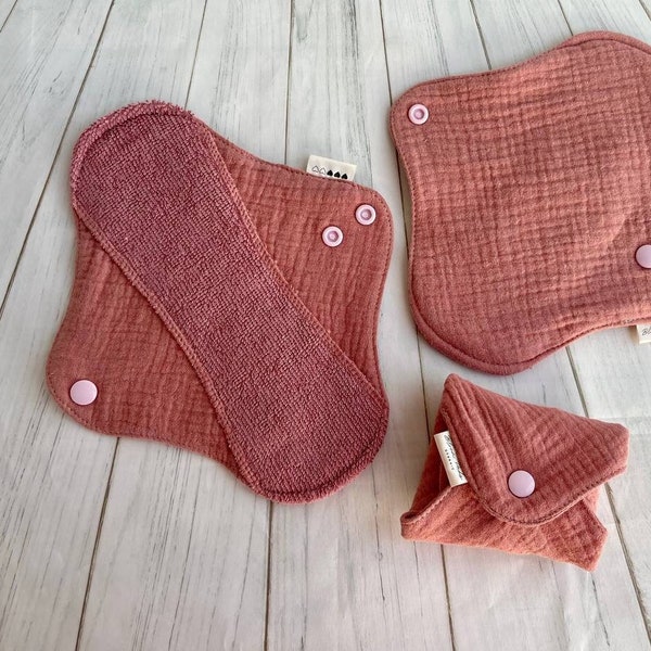 Organic Period pads Extra Soft, Reusable Menstruating cloth pads, Natural BAMBOO cloth pads - 6 sizes available, Zero waste women gift