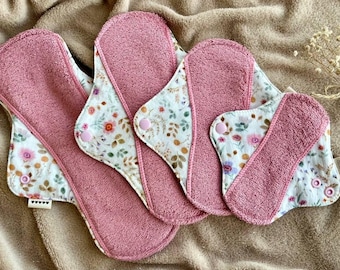 Organic Bamboo Cloth Pads Starter Set: Reusable Sanitary Napkins
