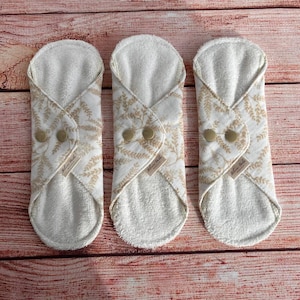SALE | Regular Cloth Pad set of 3, 9&quot; size Panty liners, Reusable Organic Cotton sanitary napkins, Bamboo period pads, ZERO waste period