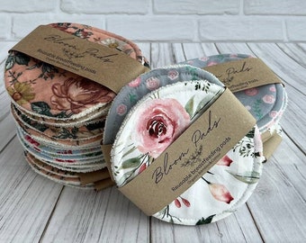 Organic Bamboo Breast Pads: Reusable Nursing Rounds, Floral Cotton