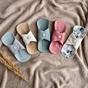 Organic panty liners, Small Reusable panty liners 6&quot;, Breathable muslin sanitary pad set, extra-thin, Zero Waste pads