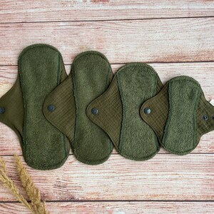 Soft Organic Cloth Pads STARTER PACK, Cotton and Bamboo, Reusable Sanitary Napkins, Incontinence pads, Menstrual pads, Zero waste women gift