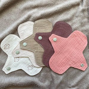 Everyday Organic panty liners 6&quot;, Reusable Sanitary Napkins, Breathable muslin cloth pad set, Zero Waste, eco friendly