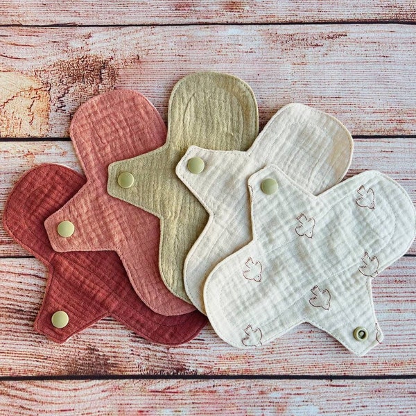 Everyday Organic panty liners 6", Reusable Sanitary Napkins, Breathable muslin cloth pad set, Zero Waste, eco friendly