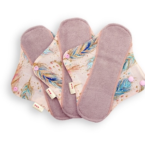 Assorbente mestruale riutilizzabile in tessuto - Stampa floreale e BAMBÙ biologico color pesca, Assorbenti mestruali - 6 misure disponibili, Regalo zero sprechi