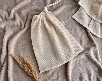 Organic Cotton Mesh Bag | Wash Bag for Cloth Pads, Baby Items, Travel Toiletries | 3 Sizes | Reusable & Eco-Friendly Storage
