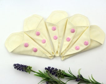 5 PACK Organic flannel THONG panty liners, 6" Reusable Cloth Pad Everyday use for sensitive skin, Zero Waste