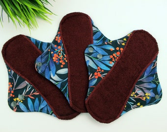 3 Pack Reusable sanitary cloth pads, Organic menstruating pad - 9"/23cm, Bamboo panty liners - ZERO WASTE