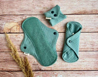 Organic Muslin Bamboo Cloth Pads: Reusable Panty Liners, Set of 3