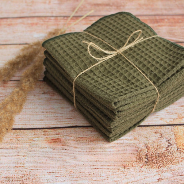 Unpaper Towel set Moss green, Reusable Kitchen Wipes, Dish cloth, washable wipes, small kitchen towels, replace paper towels, ZERO WASTE