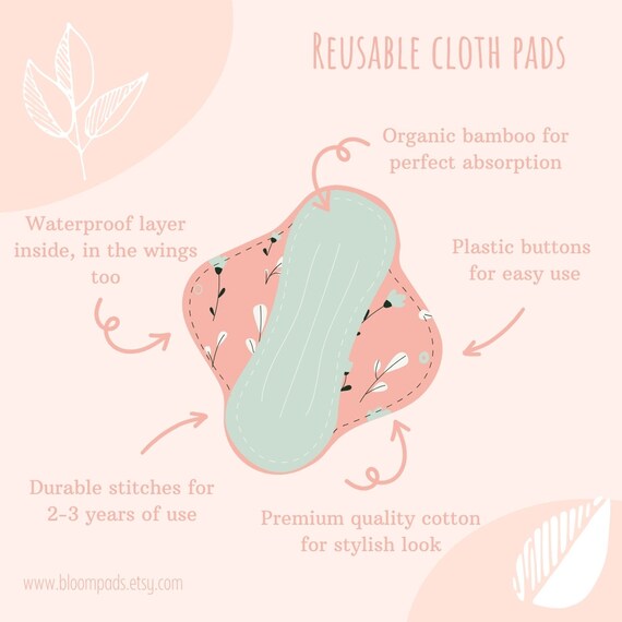 Bio Bambus Stoffbinden, wiederverwendbare Stoffbinden, Slipeinlagen,  Damenbinden - alle Gren verfgbar, Zero Waste Stoffbinden - Etsy.de