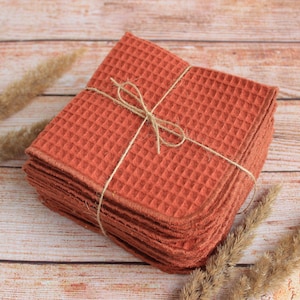 Strofinacci in cotone naturale Marrone/ Set strofinacci a nido d'ape Cucina/ Asciugamano riutilizzabile senza carta/ Nuovo regalo per la casa/ Cucina ecologica