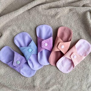 Organic cotton small panty liner 6&quot;, Washable cloth pads everyday usage, Reusable Breathable muslin cloth pad set - Zero Waste