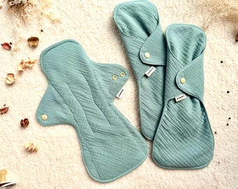 Postpartum Reusable Cloth Pad: Extra Soft organic muslin, 14” large maternity pads