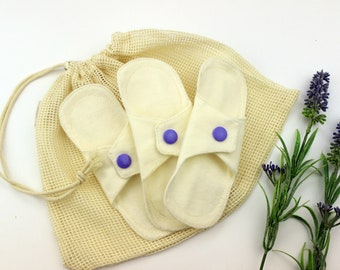 Bio Baumwolle Slipeinlagen 6 "oder 8", Ungebleichte Flanell Stoffpads täglichen Gebrauch, ZERO WASTE Frauen Produkte