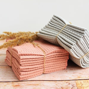 Reusable Wipe set of 5, washable wipes, reusable napkin, kitchen tea towels, cotton waffle wipes, kitchen wipes, Eco friendly wipes
