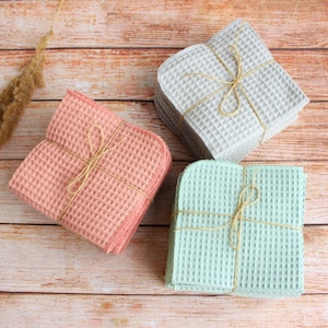 Natural cotton dish cloths | Set of 5,6,8,10 Waffle dish cloth set |  Reusable Unpaper towel | New home | Eco friendly kitchen | Sustainable