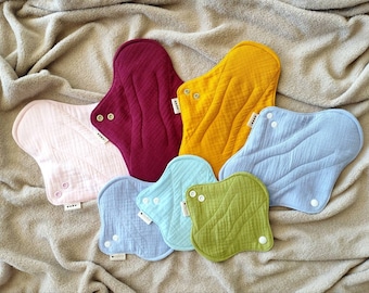 Reusable Cloth pads Extra Soft, Eco friendly menstruating pads, Natural washable sanitary napkins - 6 sizes available, Zero waste women gift