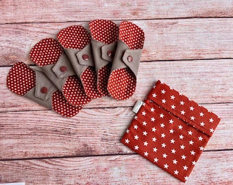 Organic Cotton Panty Liners & Wet Bag Set - Light Flow - Ginger Star Print
