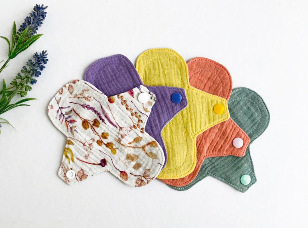 5 Pack Organic Cloth Pads, Small Reusable Panty Liners 6, Breathable