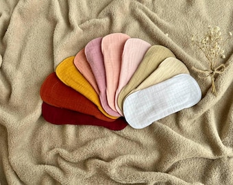 Organic Muslin Reusable Panty Liners: 6" Cloth Pads, Light Flow