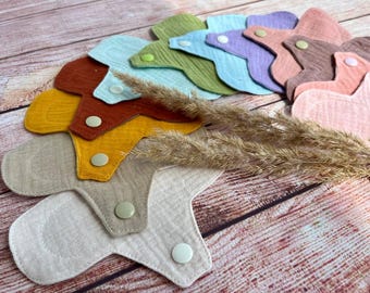 Organic Cotton Reusable Panty Liners: Everyday Cloth Pads, 6" Zero Waste