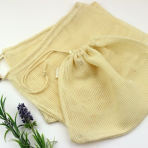 ORGANIC cotton mesh wash bag for Reusable cloth pads, panty liners, Cotton Rounds and Nursing Pads or FOOD products - 3 sizes