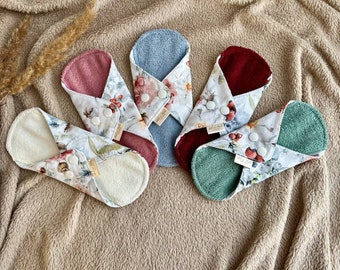 Set of 5 Organic Bamboo Cloth Pads: Reusable Panty Liners
