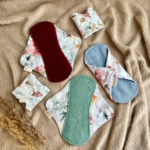 Wiederverwendbare Stoffbinden STARTER SET, 4er Pack Menstruierende Stoffbinden, Bio-Bambus Stoffbinden, Stoffbinden, Waschbare Damenbinden