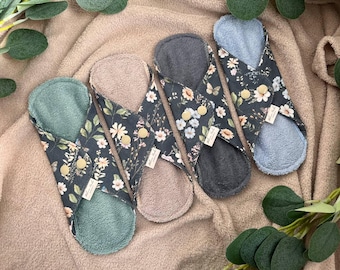 Reusable menstruating cloth pad Regular, Organic BAMBOO panty liners, Period pads - 6 sizes available, Zero waste gift