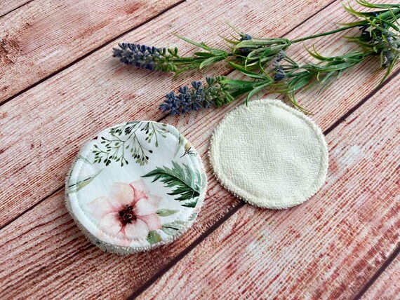 Handmade Reusable Makeup Remover Pads: Floral Cotton & Bamboo