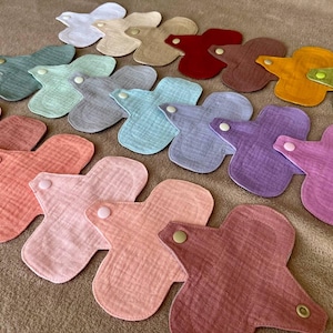Organic Cotton Reusable Panty Liners: 6" Muslin Cloth Pads