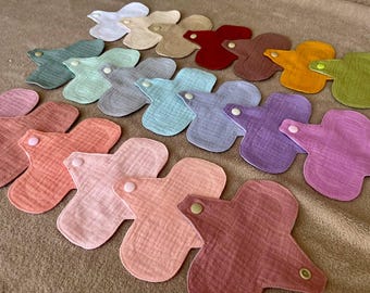 Organic Cotton Reusable Panty Liners: 6" Muslin Cloth Pads