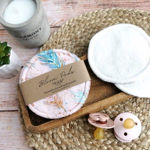 Organic Bamboo Nursing Pads: Reusable Breastfeeding Pads, Floral Cotton