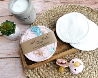 Organic Bamboo Nursing Pads: Reusable Breastfeeding Pads, Floral Cotton