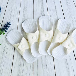 Organic Cotton Panty Liners: Extra-Thin 6&quot; Reusable Muslin Cloth