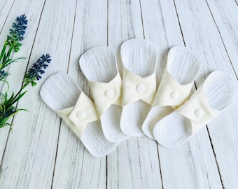 Organic Cotton Panty Liners: Extra-Thin 6" Reusable Muslin Cloth