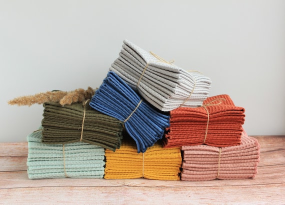 Organic Cotton Waffle Unpaper Towels: Reusable Kitchen Wipes