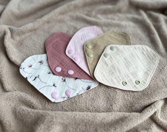 Organic Thong panty liners 6", Reusable cotton cloth pads, Washable Muslin sanitary napkins, Extra-thin, Tampon Cup Backup