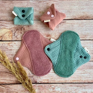 Organic cotton Cloth Pads, STARTER PACK, Reusable Leakproof Menstrual Sanitary Napkins, Incontinence pads, Zero waste women gift